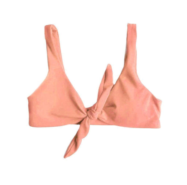 TIE UP BIKINI TOP IN PEACH PINK - PINKCOLADA