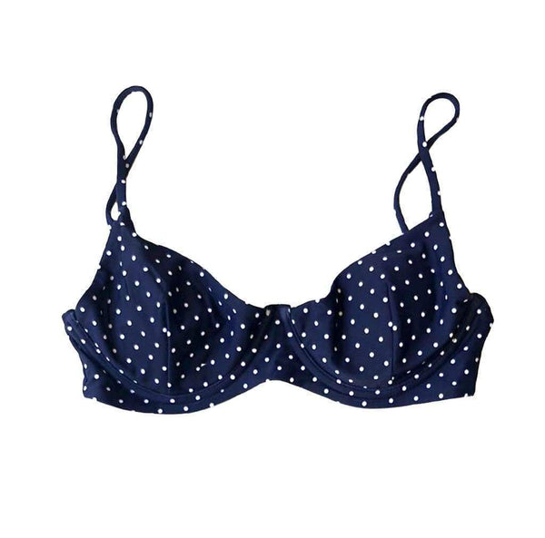 TROPEZ BIKINI TOP IN NAVY POLKA - PINKCOLADA