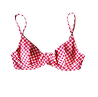 TROPEZ BIKINI TOP IN RED GINGHAM - PINKCOLADA